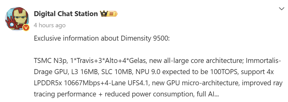 پردازنده Dimensity 9500