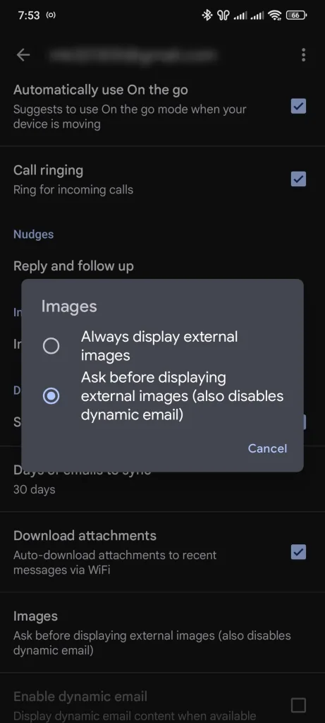 گزینه‌ی "پرسیدن قبل از نمایش تصاویر خارجی" (Ask before displaying external images) را انتخاب کنید.