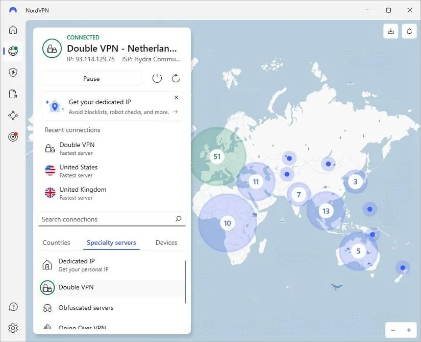 اگر به‌دنبال امنیت بیشتر هستید، به‌جای اجرای دو VPN مختلف، از سرویس‌هایی استفاده کنید که ویژگی Double VPN را ارائه می‌دهند