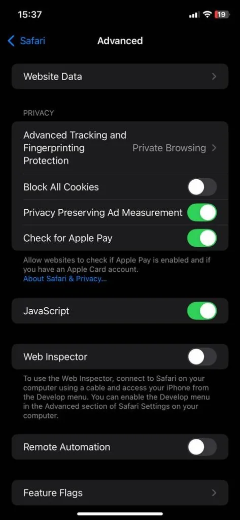 تنظیمات پیشرفته