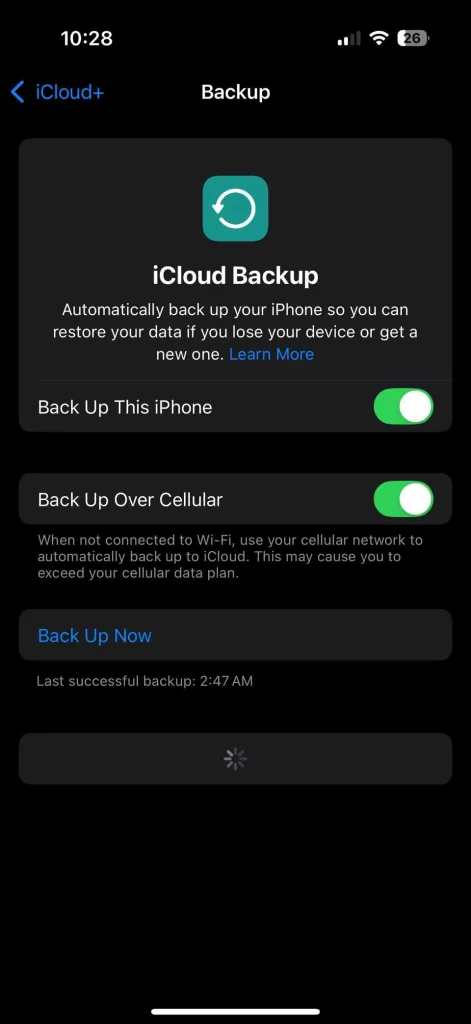 وارد iCloud شوید و سپس iCloud Backup را انتخاب کنید.
